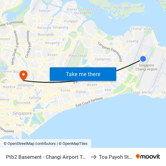 Ptb2 Basement - Changi Airport Ter 2 (95129) to Toa Payoh Stadium map