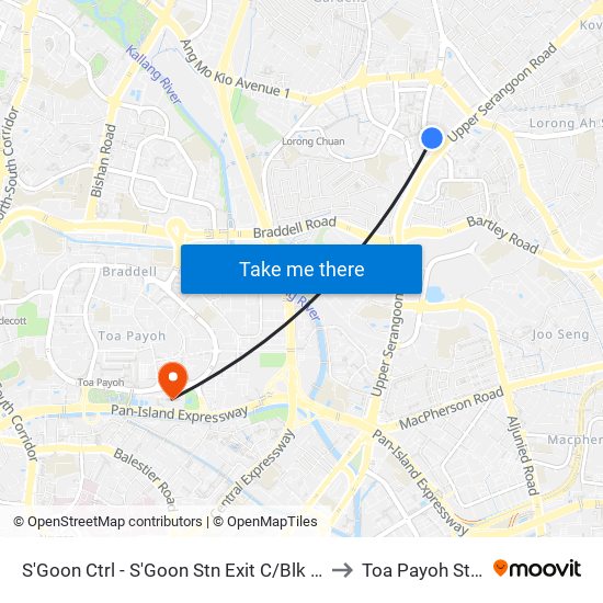 S'Goon Ctrl - S'Goon Stn Exit C/Blk 201 (66359) to Toa Payoh Stadium map