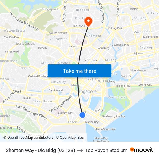 Shenton Way - Uic Bldg (03129) to Toa Payoh Stadium map