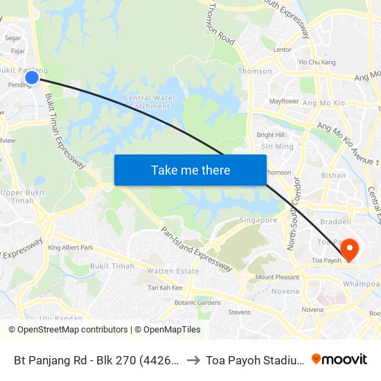 Bt Panjang Rd - Blk 270 (44261) to Toa Payoh Stadium map