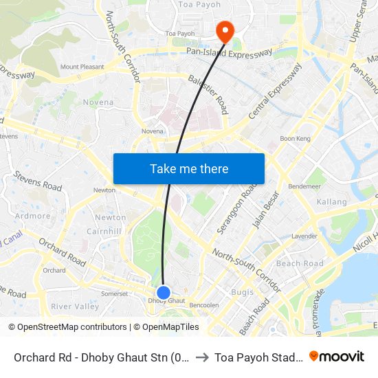 Orchard Rd - Dhoby Ghaut Stn (08057) to Toa Payoh Stadium map