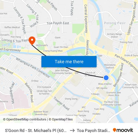 S'Goon Rd - St. Michael's Pl (60161) to Toa Payoh Stadium map
