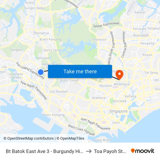 Bt Batok East Ave 3 - Burgundy Hill (42319) to Toa Payoh Stadium map
