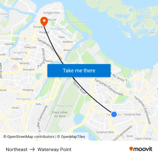 Northeast to Waterway Point map