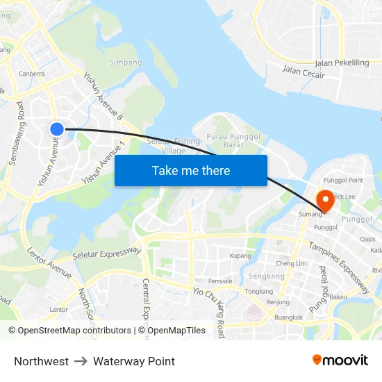 Northwest to Waterway Point map