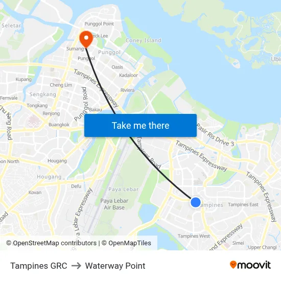 Tampines GRC to Waterway Point map