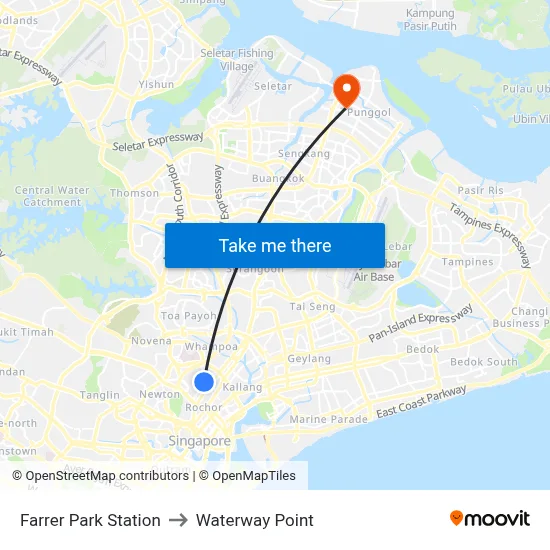 Farrer Park Station to Waterway Point map