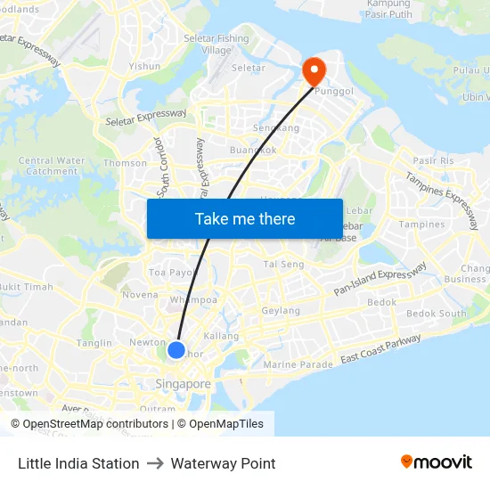 Little India Station to Waterway Point map