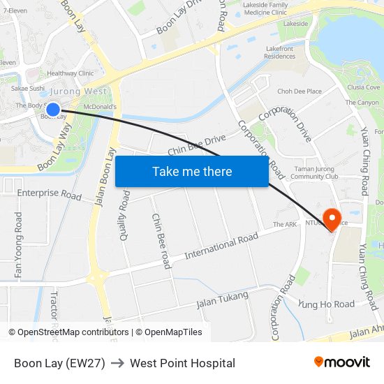 Boon Lay (EW27) to West Point Hospital map