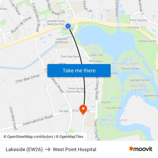 Lakeside (EW26) to West Point Hospital map