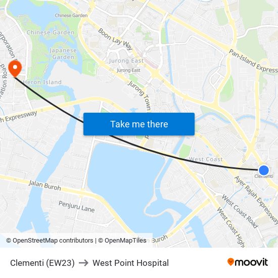 Clementi (EW23) to West Point Hospital map