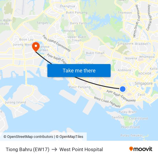 Tiong Bahru (EW17) to West Point Hospital map