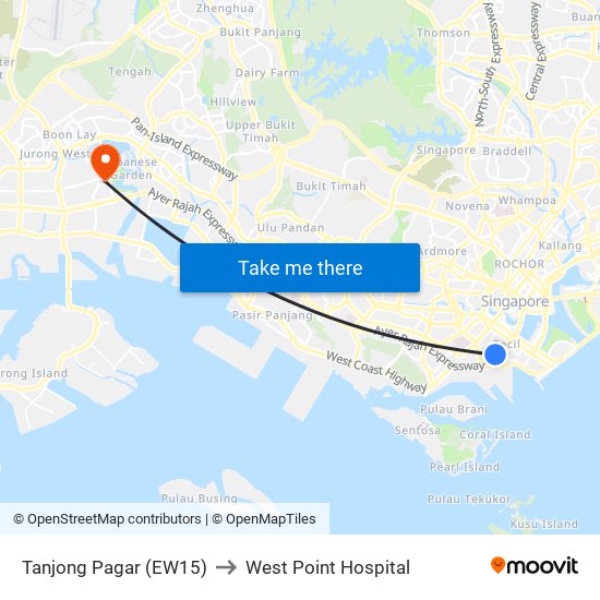 Tanjong Pagar (EW15) to West Point Hospital map