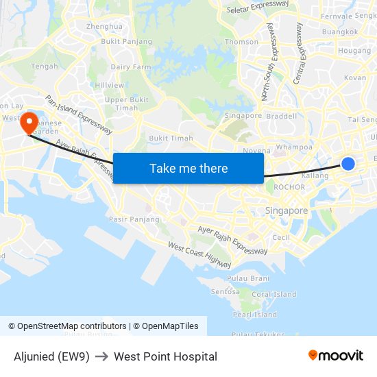 Aljunied (EW9) to West Point Hospital map