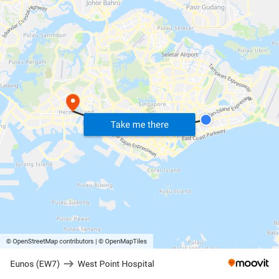 Eunos (EW7) to West Point Hospital map