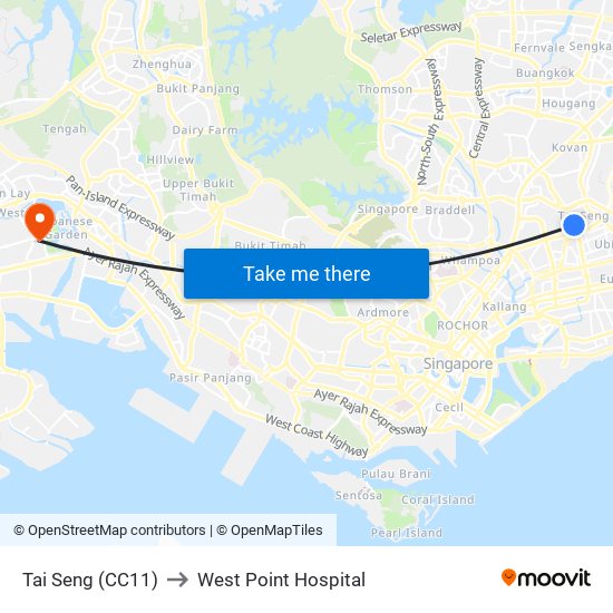 Tai Seng (CC11) to West Point Hospital map