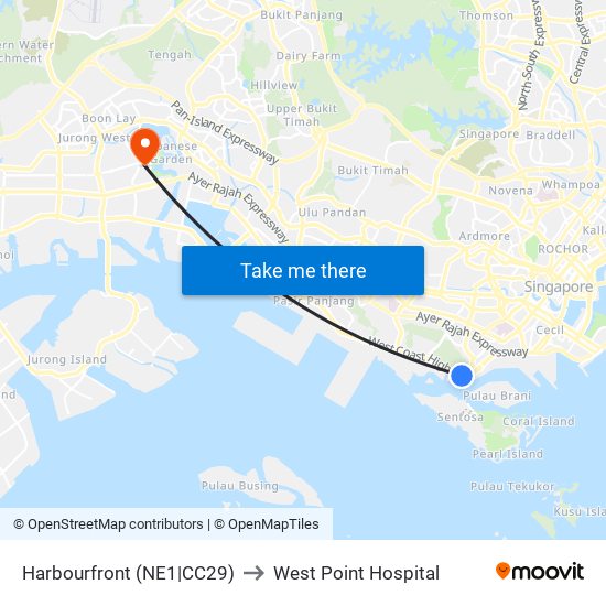 Harbourfront (NE1|CC29) to West Point Hospital map