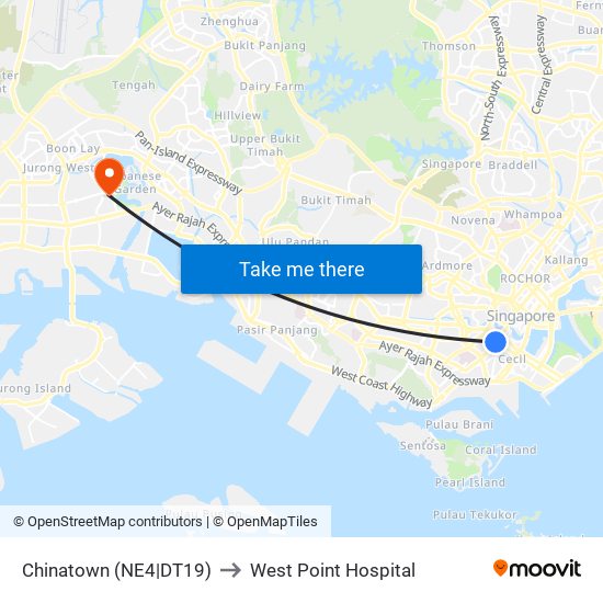 Chinatown (NE4|DT19) to West Point Hospital map