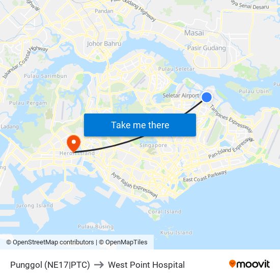 Punggol (NE17|PTC) to West Point Hospital map