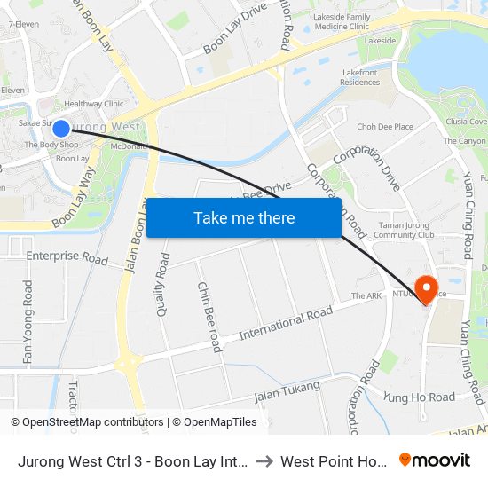 Jurong West Ctrl 3 - Boon Lay Int (22009) to West Point Hospital map