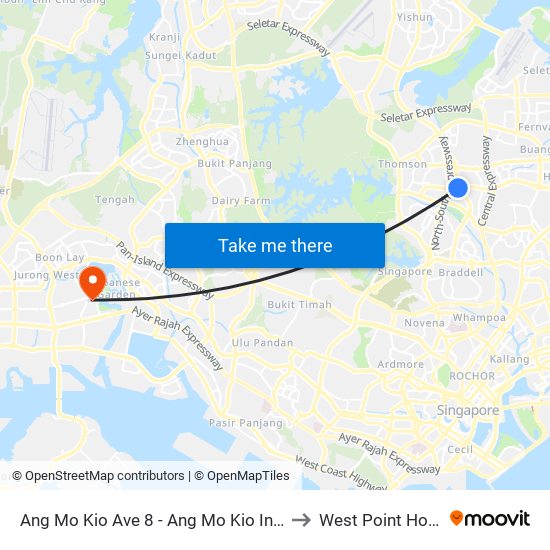 Ang Mo Kio Ave 8 - Ang Mo Kio Int (54009) to West Point Hospital map