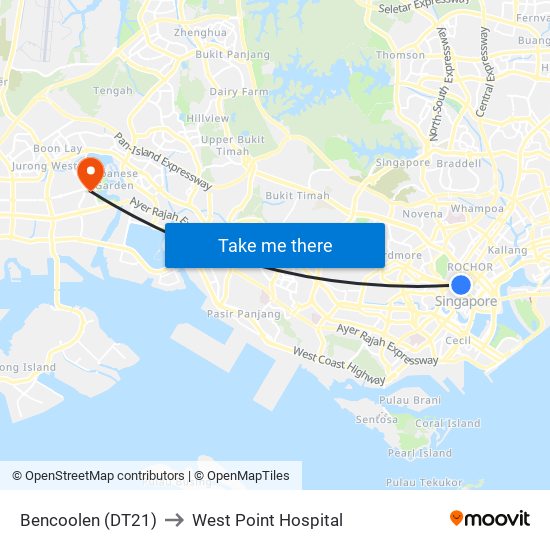 Bencoolen (DT21) to West Point Hospital map