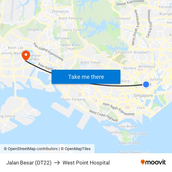 Jalan Besar (DT22) to West Point Hospital map