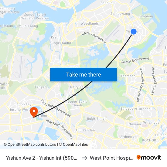 Yishun Ave 2 - Yishun Int (59009) to West Point Hospital map