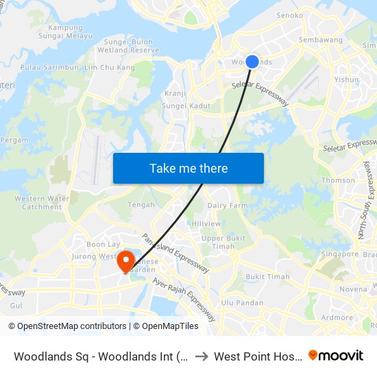 Woodlands Sq - Woodlands Int (46009) to West Point Hospital map