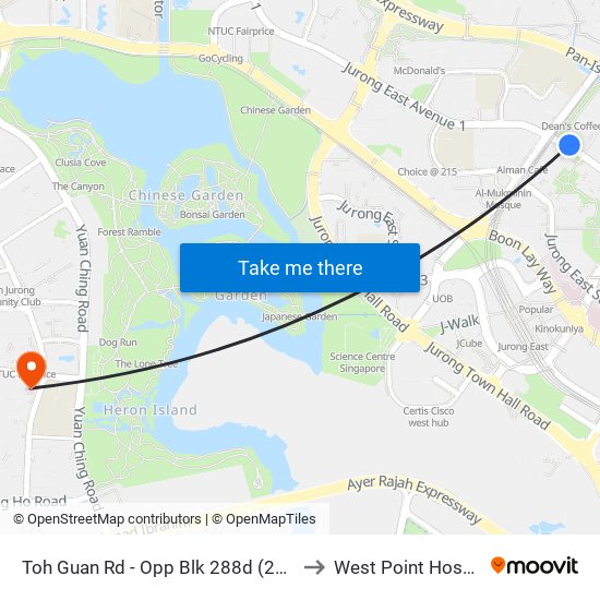 Toh Guan Rd - Opp Blk 288d (28631) to West Point Hospital map