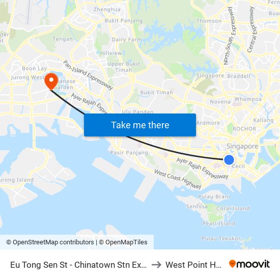 Eu Tong Sen St - Chinatown Stn Exit C (05013) to West Point Hospital map