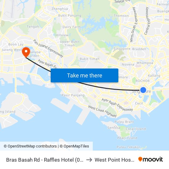 Bras Basah Rd - Raffles Hotel (02049) to West Point Hospital map