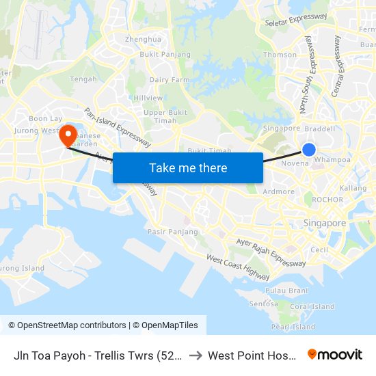 Jln Toa Payoh - Trellis Twrs (52071) to West Point Hospital map