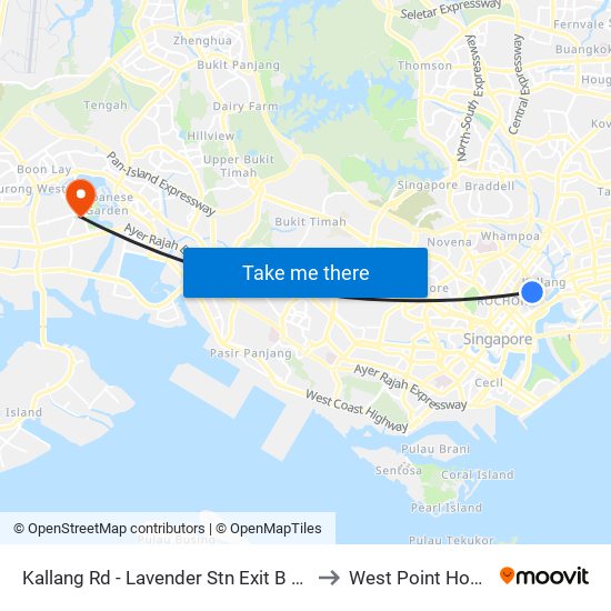 Kallang Rd - Lavender Stn Exit B (01311) to West Point Hospital map