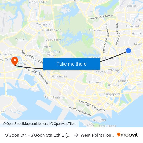 S'Goon Ctrl - S'Goon Stn Exit E (66351) to West Point Hospital map