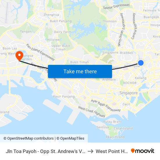 Jln Toa Payoh - Opp St. Andrew's Village (60089) to West Point Hospital map