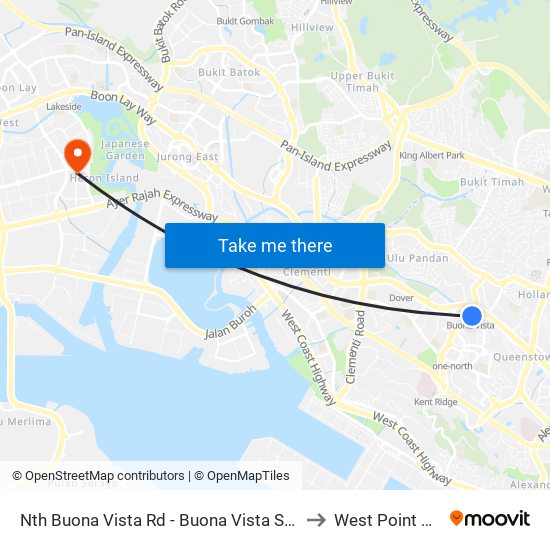 Nth Buona Vista Rd - Buona Vista Stn Exit D (11369) to West Point Hospital map