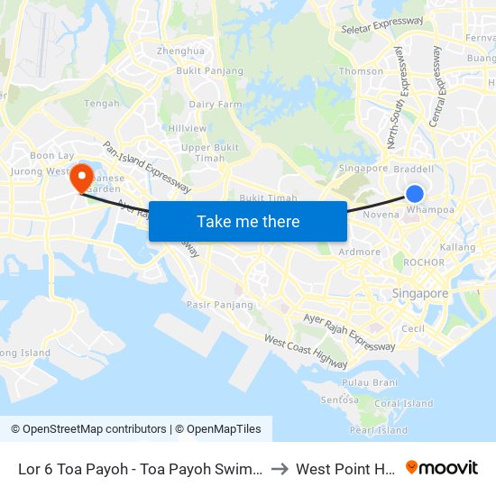 Lor 6 Toa Payoh - Toa Payoh Swim Cplx (52501) to West Point Hospital map