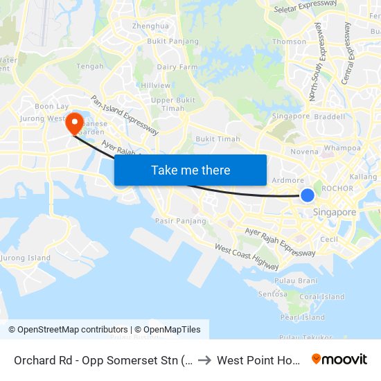 Orchard Rd - Opp Somerset Stn (09038) to West Point Hospital map