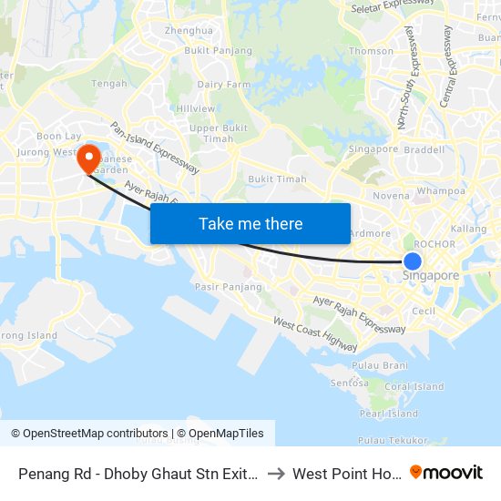 Penang Rd - Dhoby Ghaut Stn Exit B (08031) to West Point Hospital map