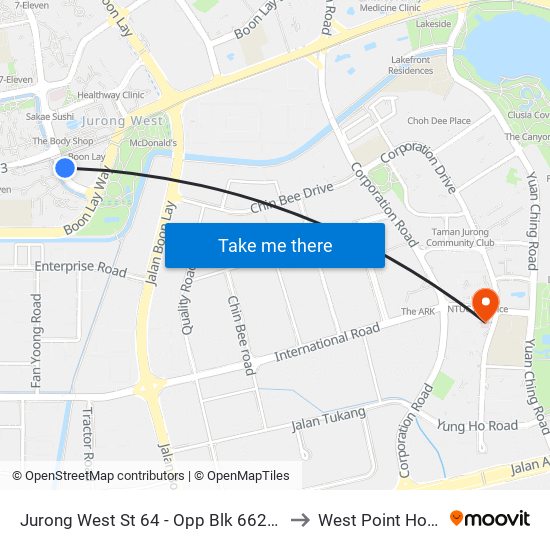 Jurong West St 64 - Opp Blk 662c (22499) to West Point Hospital map