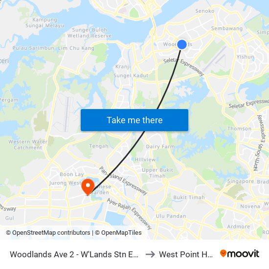 Woodlands Ave 2 - W'Lands Stn Exit 5 (46631) to West Point Hospital map