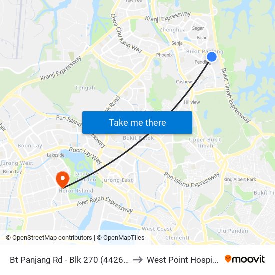 Bt Panjang Rd - Blk 270 (44261) to West Point Hospital map