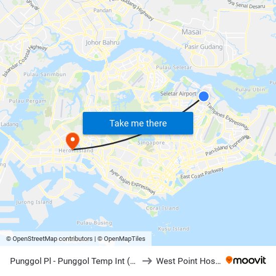 Punggol Pl - Punggol Temp Int (65009) to West Point Hospital map