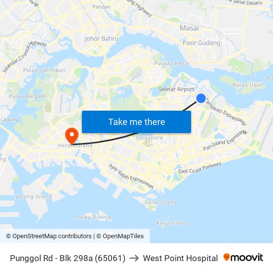 Punggol Rd - Blk 298a (65061) to West Point Hospital map