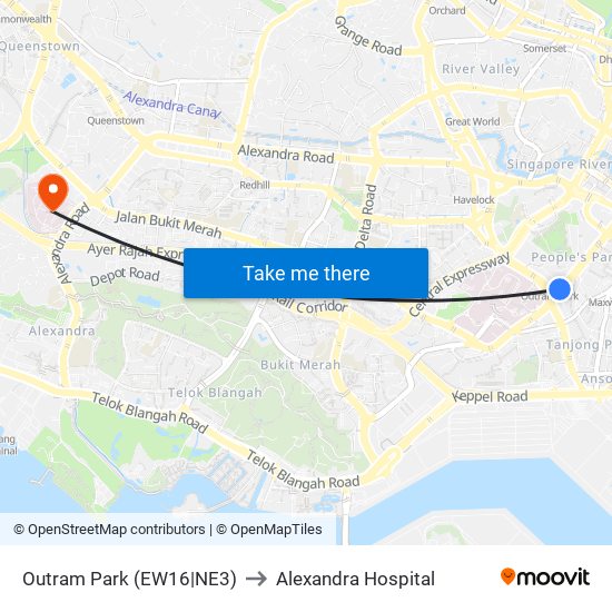 Outram Park (EW16|NE3) to Alexandra Hospital map