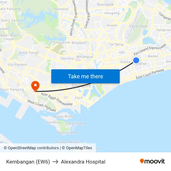 Kembangan (EW6) to Alexandra Hospital map