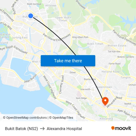 Bukit Batok (NS2) to Alexandra Hospital map