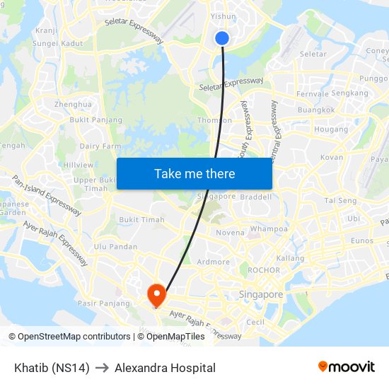 Khatib (NS14) to Alexandra Hospital map