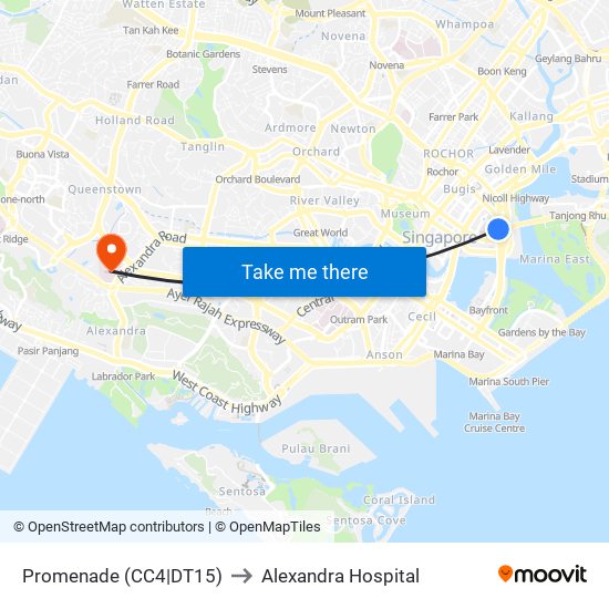 Promenade (CC4|DT15) to Alexandra Hospital map